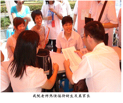 文本框:  
我院老师热情接待新生及其家长
